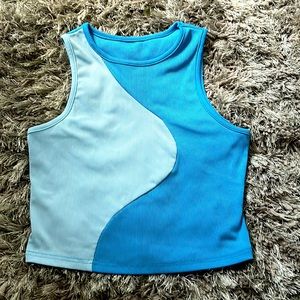 Mixed Blue Cropped Tank Top